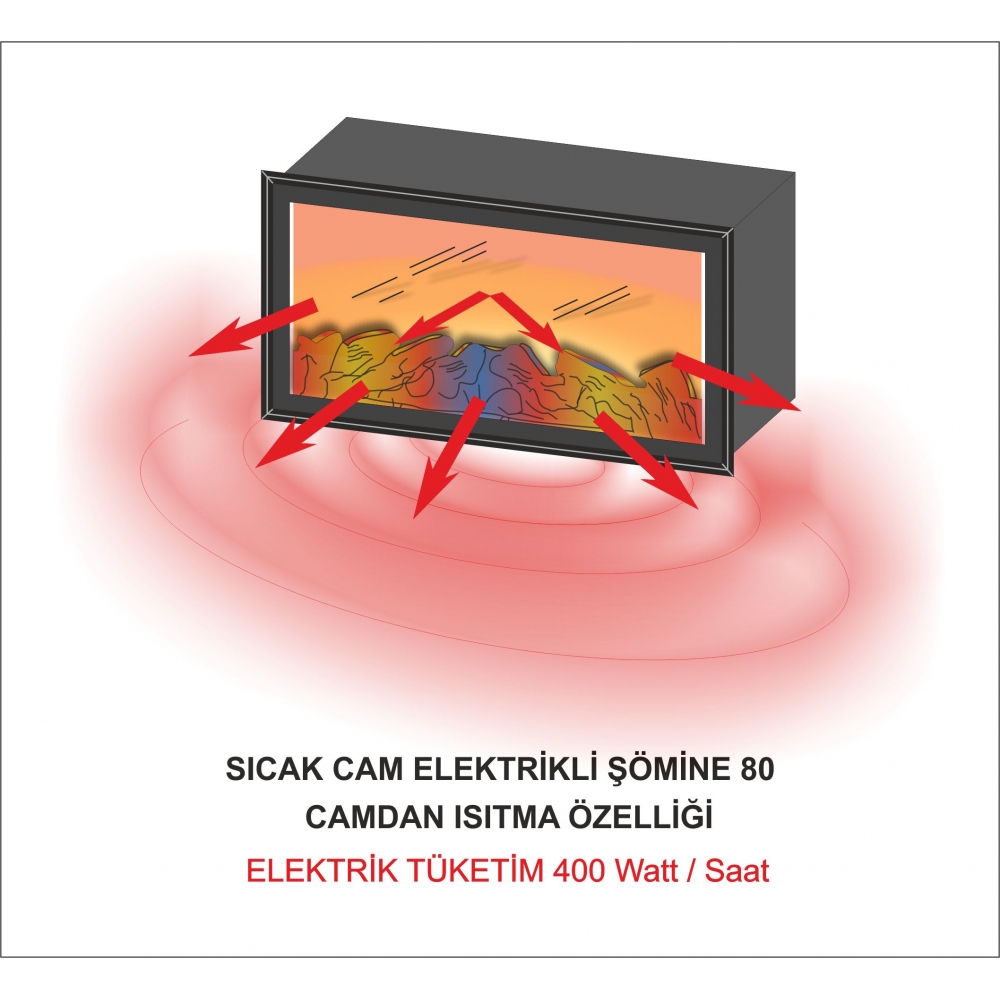 Elektrikli Plazma Şömine Sıcak Cam SC-80